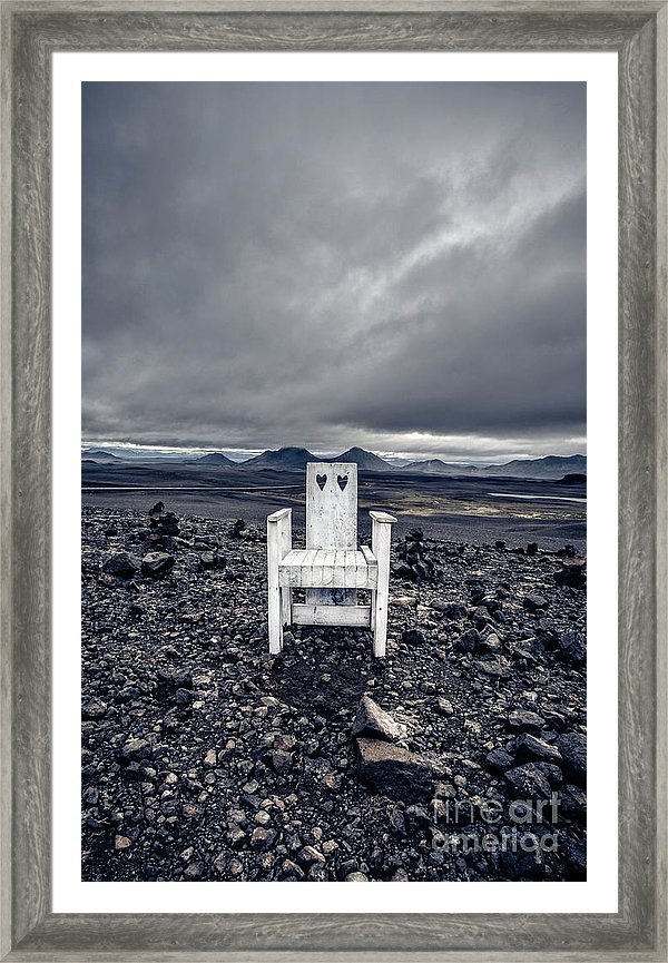 A remote chair among the lave fields of Iceland.