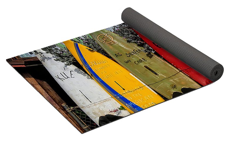 Surf board fence on a custom yoga mat!