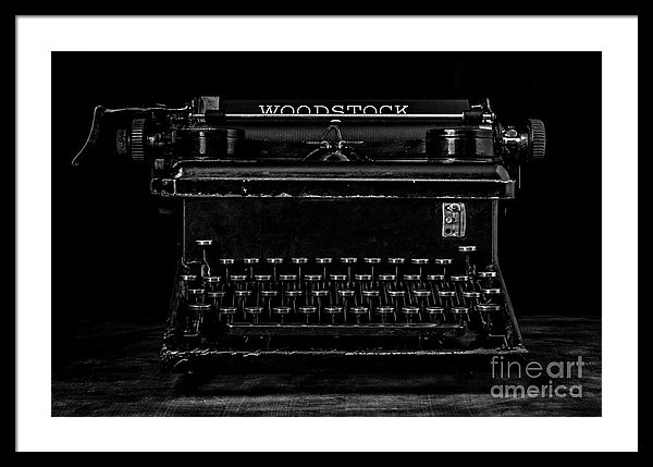 Old Typewriter Black And White Low Key Fine Art Photography Framed Print