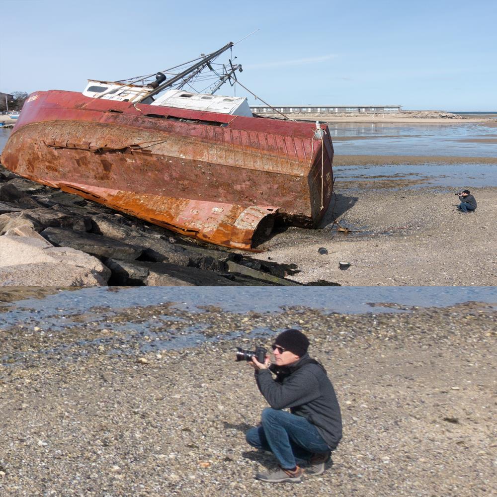 Photography photographing the wreck at Provincetown