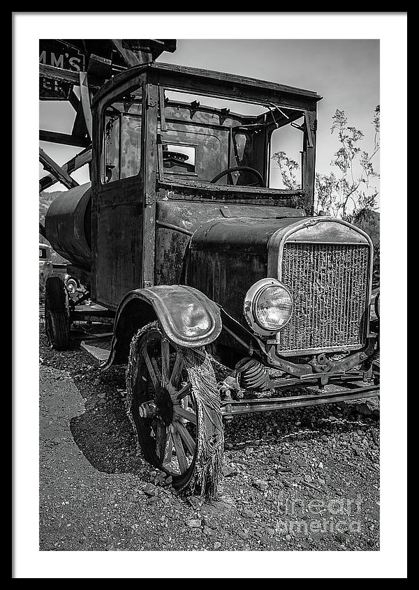 Old Vintage Ford Model T Water Truck Black And White