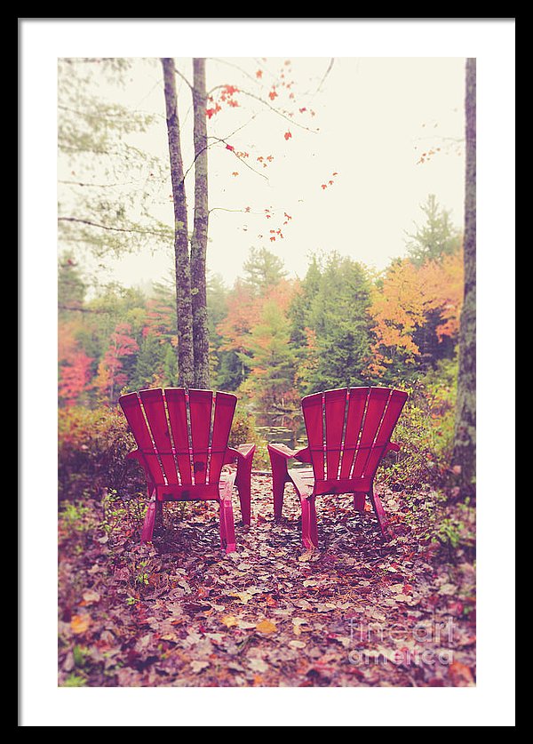 Red Chairs by the Lake