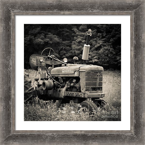 Old Tractor Black And White Square