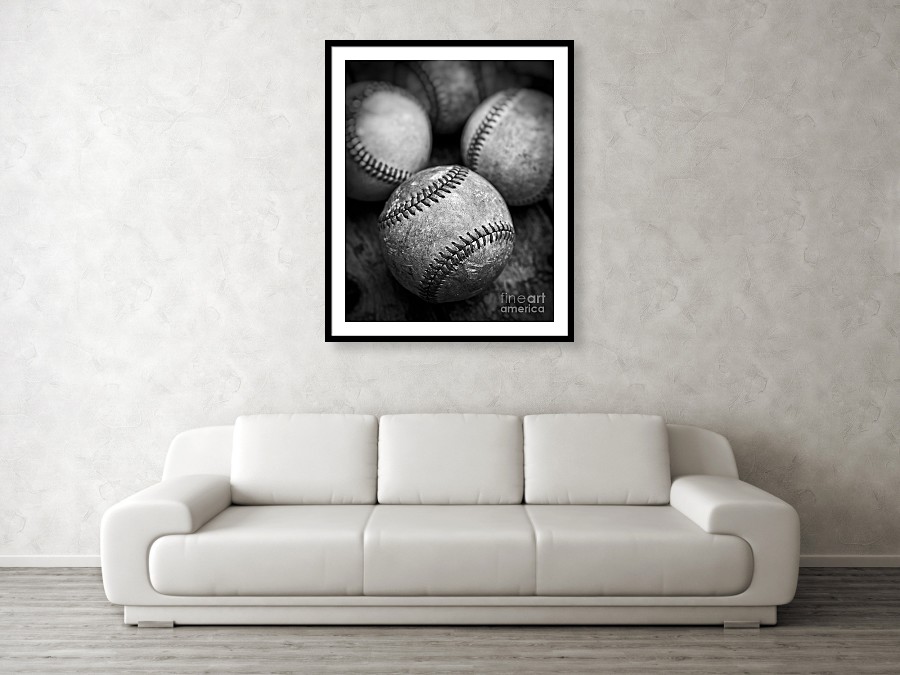 Old Baseballs Black and White Fine Art Print