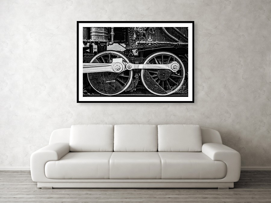 Steam Locomotive Detail in Black and White Fine Art Photograph by Edward M. Fielding