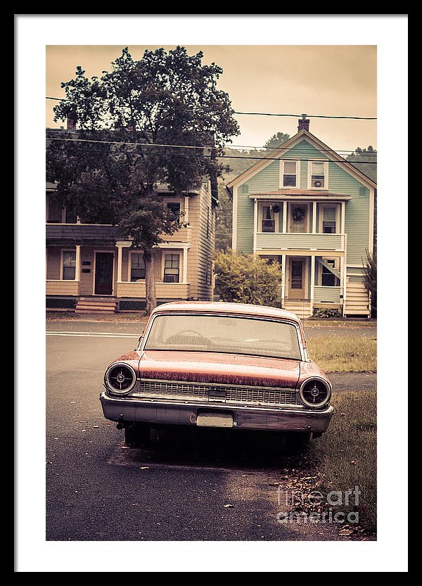 Old vintage car in the rain