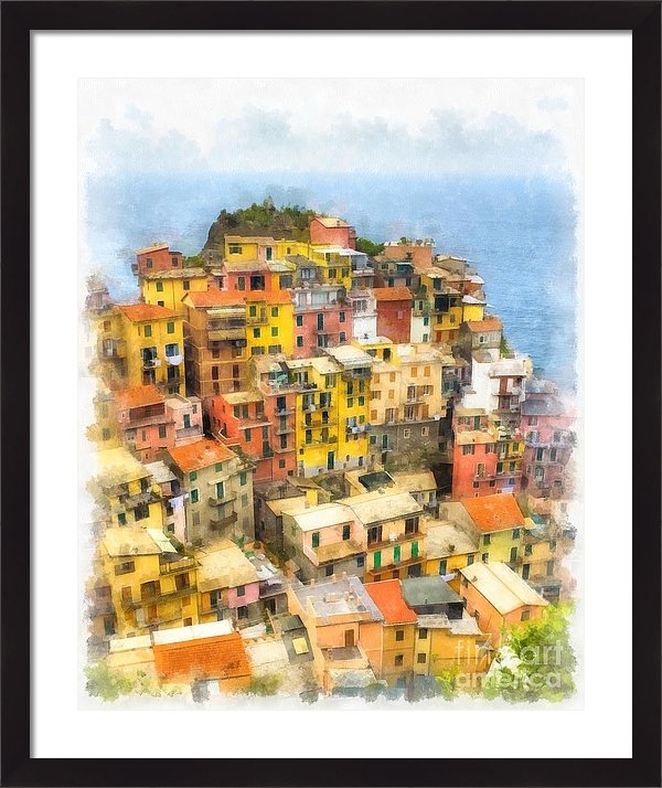 Manarola Italy Cinque Terre Watercolor