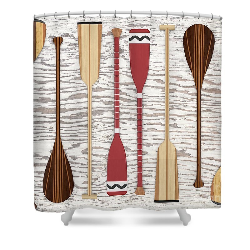 sold a Shower Curtain of Canoe Paddles And Oars Over Wood to a buyer from Minocqua, WI.