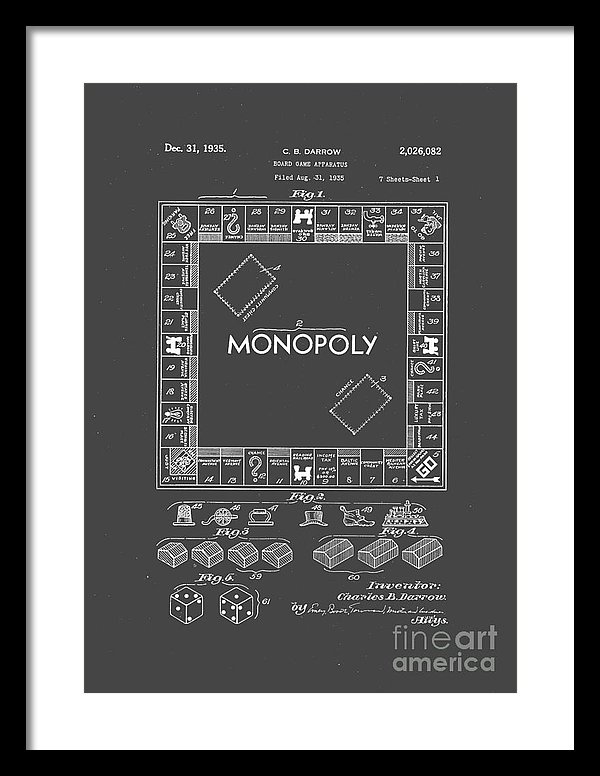 Monopoly Original Patent Art Drawing