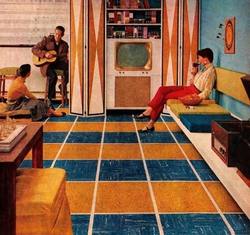 1950s basement recreation room