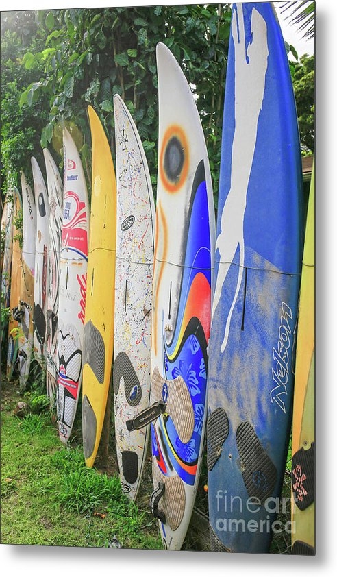 Surfboard Fence Metal Fine Art Print