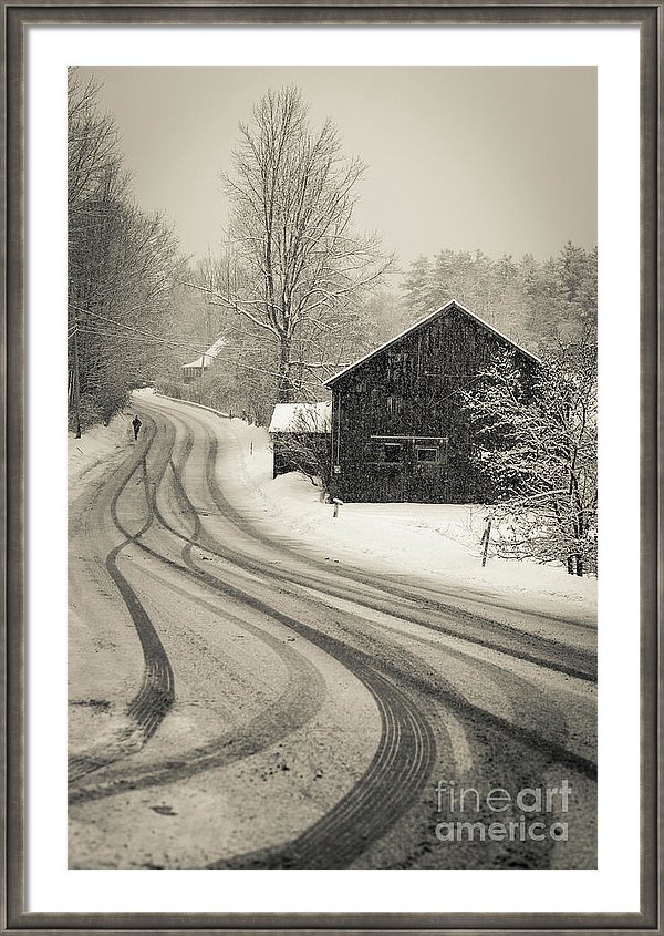 Snowstorm Country Road New Hampshire