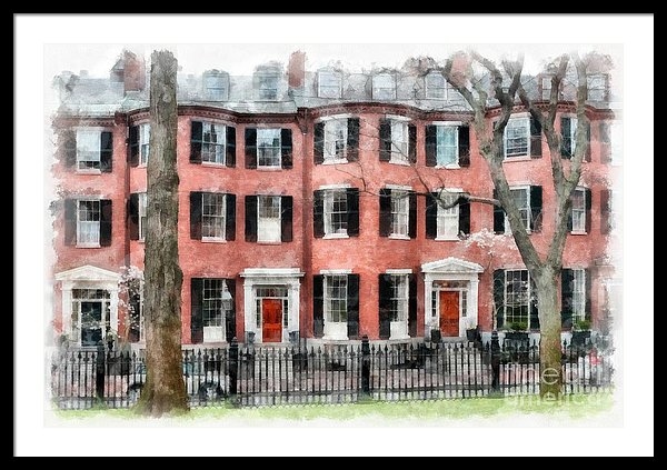 Boston in the spring time in watercolor